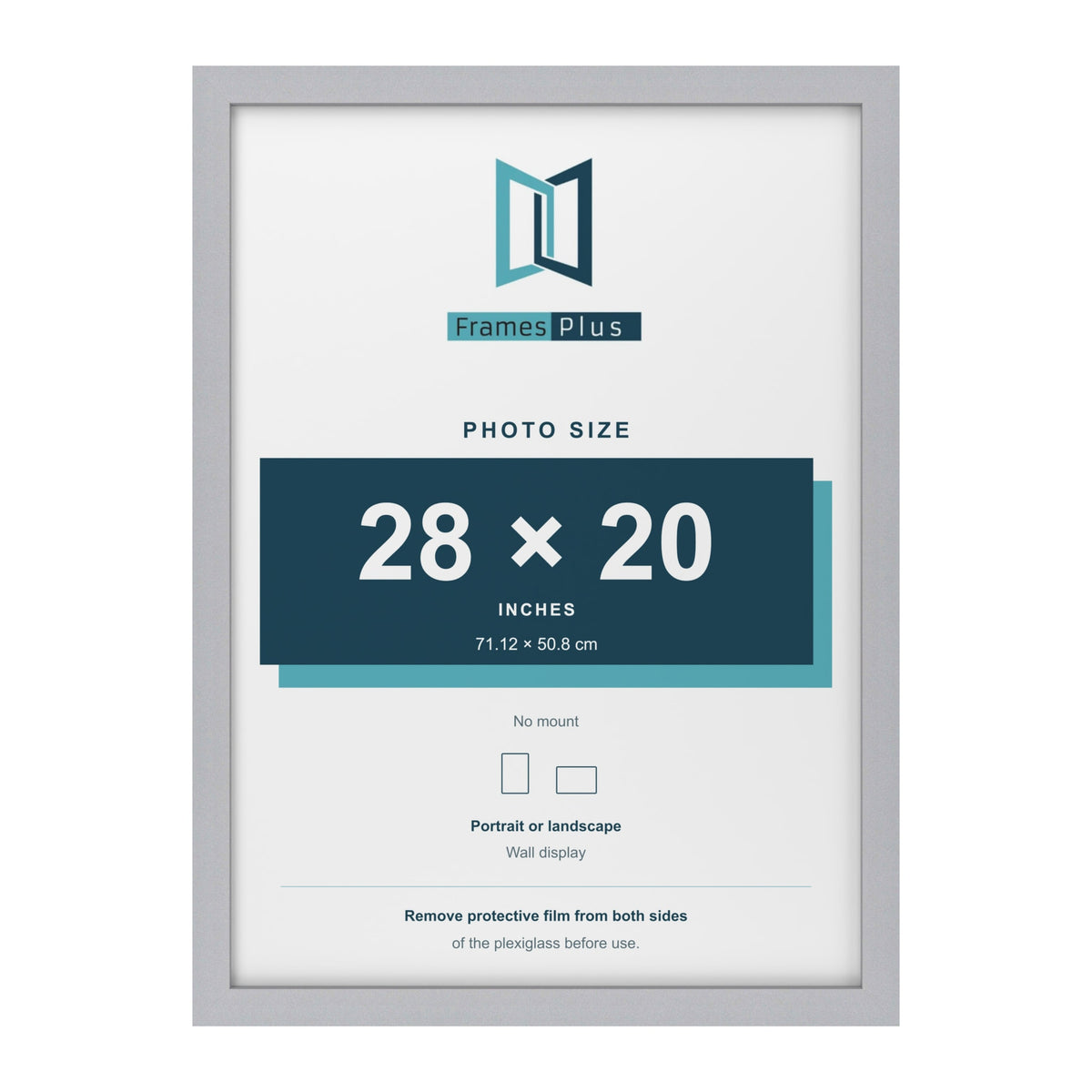 Silver picture frame for a 28 x 20 inch photo