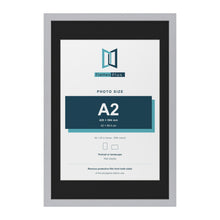 Silver 30 x 20 inch picture frame with a black mount for an A2 photo