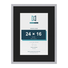 Silver 32 x 24 inch picture frame with a black mount for a 24 x 16 inch photo