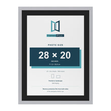 Silver 32 x 24 inch picture frame with a black mount for a 28 x 20 inch photo