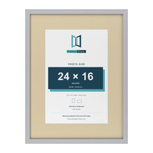 Silver 32 x 24 inch picture frame with an ivory mount for a 24 x 16 inch photo