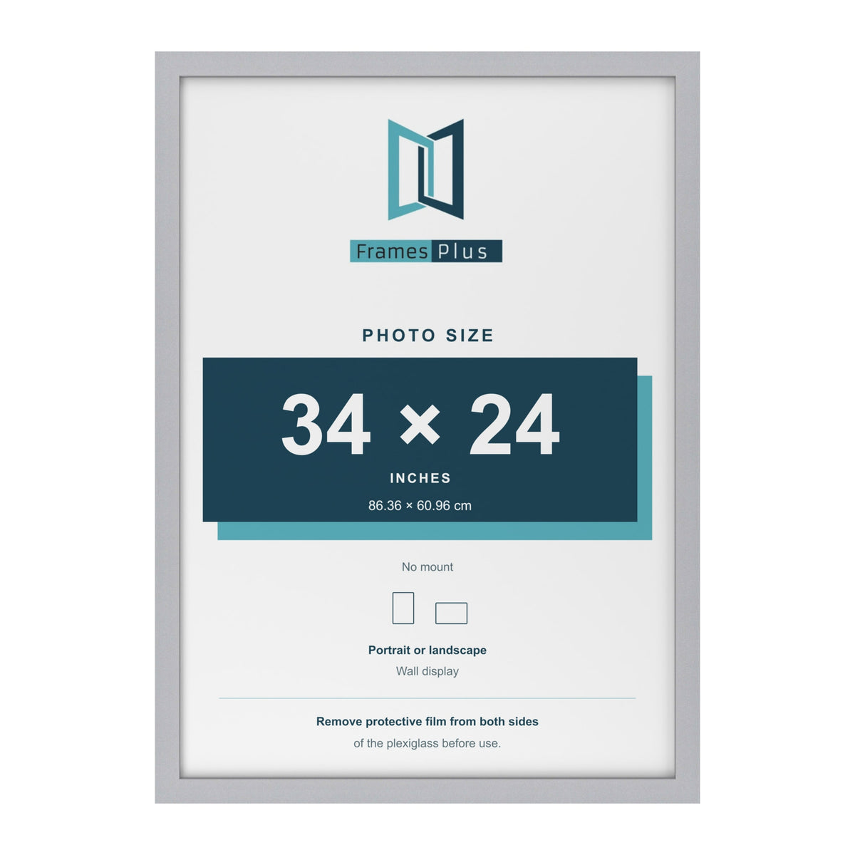 Silver picture frame for a 34 x 24 inch photo