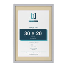 Silver 36 x 24 inch picture frame with an ivory mount for a 30 x 20 inch photo