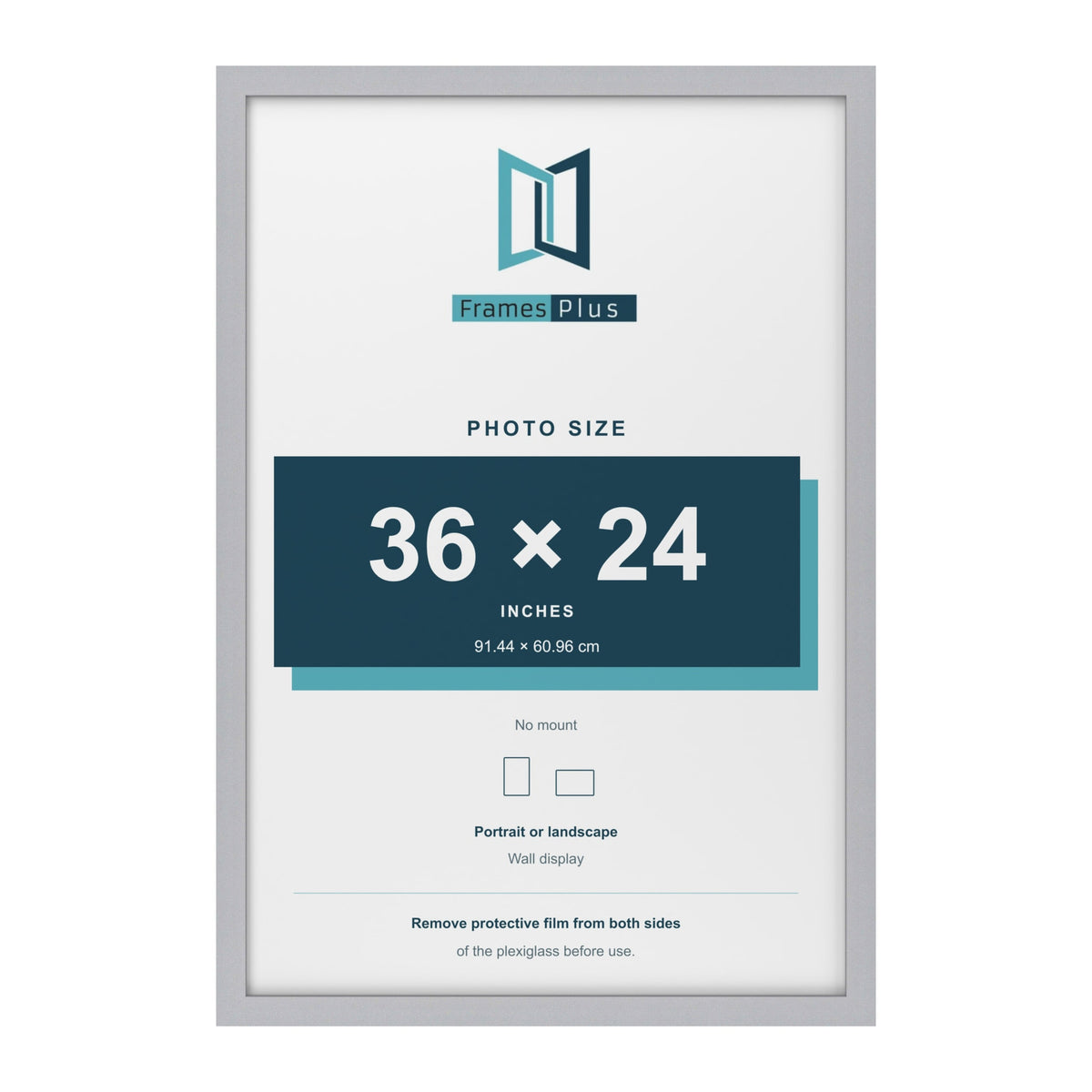 Silver picture frame for a 36 x 24 inch photo