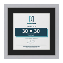 Silver 40 x 40 cm picture frame with a black mount for a 30 x 30 cm photo