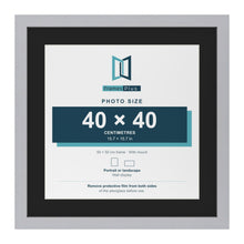 Silver 50 x 50 cm picture frame with a black mount for a 40 x 40 cm photo