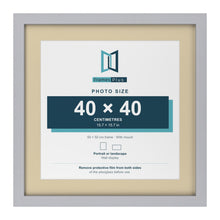 Silver 50 x 50 cm picture frame with an ivory mount for a 40 x 40 cm photo