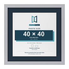 Silver 50 x 50 cm picture frame with a Pacific Blue mount for a 40 x 40 cm photo