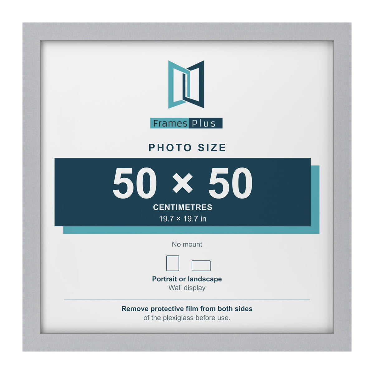 Silver picture frame for a 50 x 50 cm photo