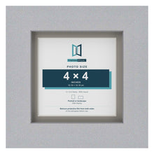 Silver 5 x 5 inch picture frame with a Dawn Grey mount for a 4 x 4 inch photo