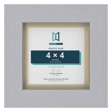 Silver 5 x 5 inch picture frame with an ivory mount for a 4 x 4 inch photo