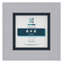 Silver 5 x 5 inch picture frame with a Pacific Blue mount for a 4 x 4 inch photo