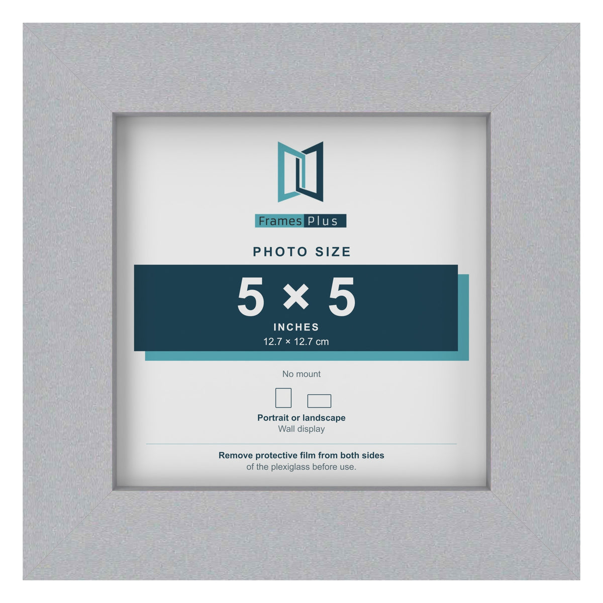 Silver picture frame for a 5 x 5 inch photo