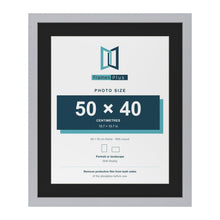 Silver 60 x 50 cm picture frame with a black mount for a 50 x 40 cm photo