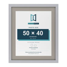 Silver 60 x 50 cm picture frame with a Dawn Grey mount for a 50 x 40 cm photo