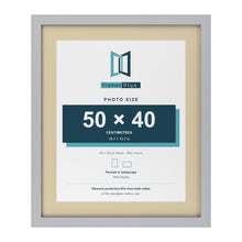 Silver 60 x 50 cm picture frame with an ivory mount for a 50 x 40 cm photo