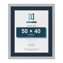 Silver 60 x 50 cm picture frame with a Pacific Blue mount for a 50 x 40 cm photo