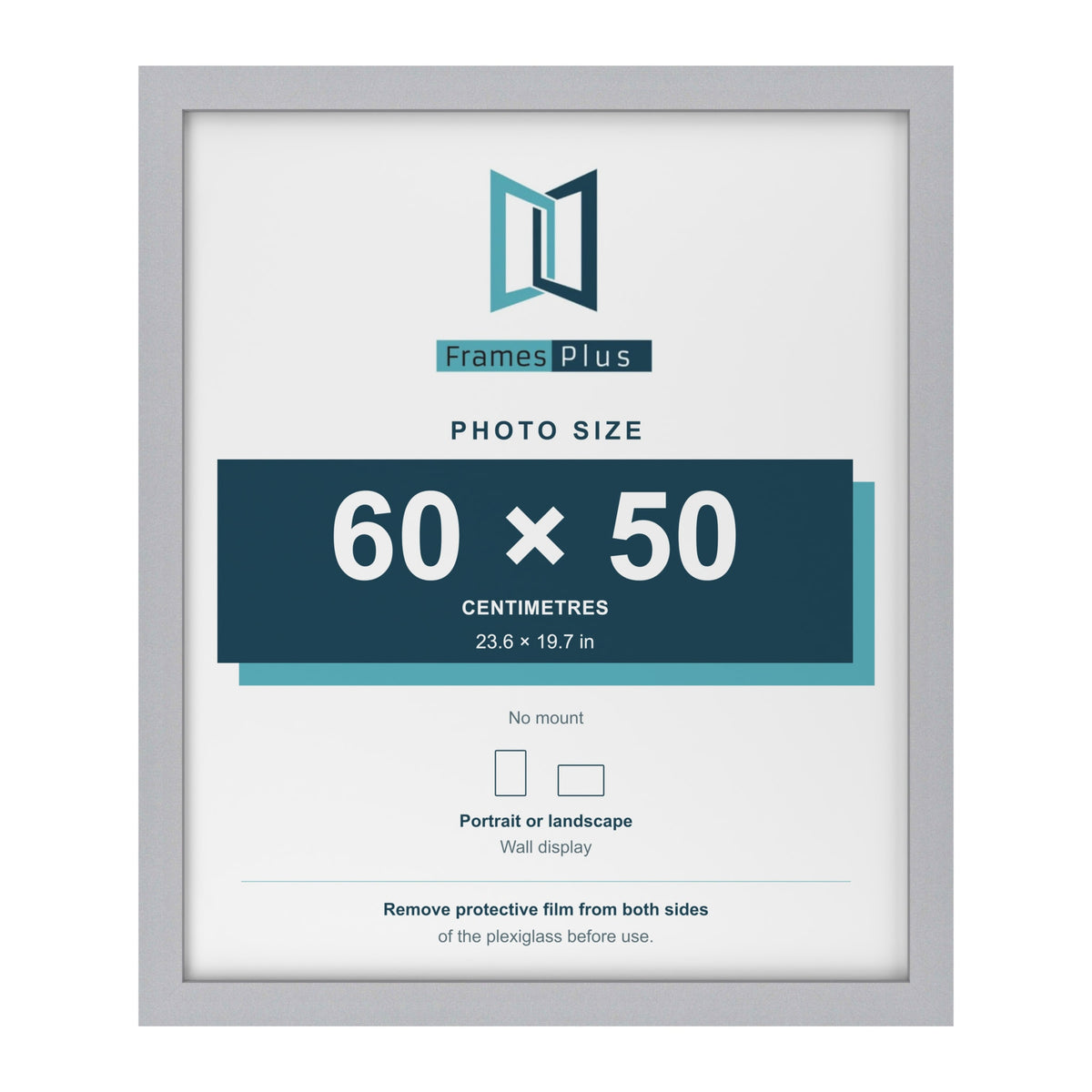 Silver picture frame for a 60 x 50 cm photo