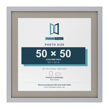 Silver 60 x 60 cm picture frame with a Dawn Grey mount for a 50 x 50 cm photo