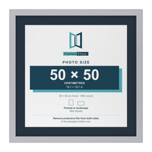 Silver 60 x 60 cm picture frame with a Pacific Blue mount for a 50 x 50 cm photo