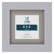Silver 6 x 6 inch picture frame with a Dawn Grey mount for a 4 x 4 inch photo