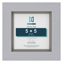Silver 6 x 6 inch picture frame with a Dawn Grey mount for a 5 x 5 inch photo