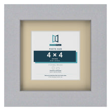 Silver 6 x 6 inch picture frame with an ivory mount for a 4 x 4 inch photo