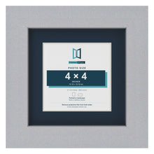 Silver 6 x 6 inch picture frame with a Pacific Blue mount for a 4 x 4 inch photo