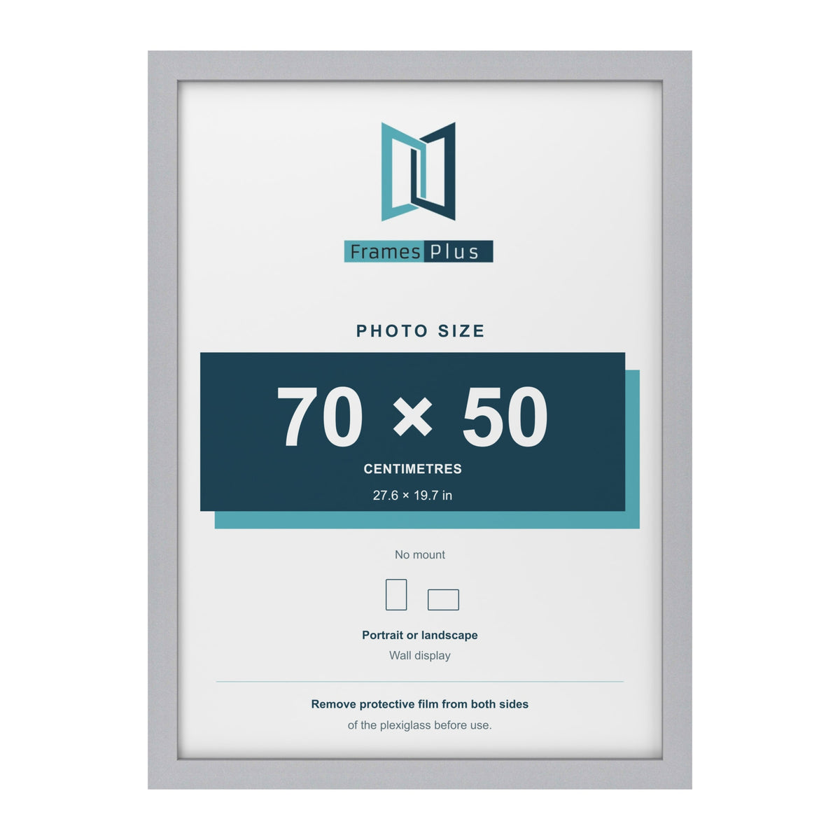 Silver picture frame for a 70 x 50 cm photo
