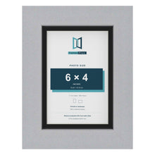 Silver 7 x 5 inch picture frame with a black mount for a 6 x 4 inch photo