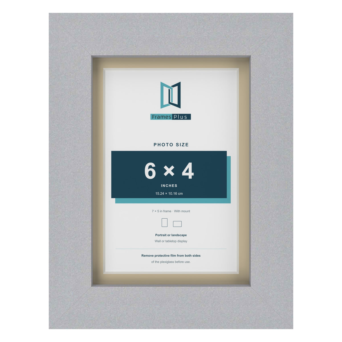 Silver 7 x 5 inch picture frame with an ivory mount for a 6 x 4 inch photo