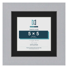 Silver 7 x 7 inch picture frame with a black mount for a 5 x 5 inch photo