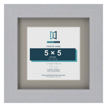 Silver 7 x 7 inch picture frame with a Dawn Grey mount for a 5 x 5 inch photo