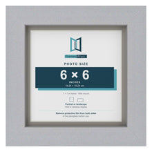 Silver 7 x 7 inch picture frame with a Dawn Grey mount for a 6 x 6 inch photo