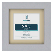Silver 7 x 7 inch picture frame with an ivory mount for a 5 x 5 inch photo