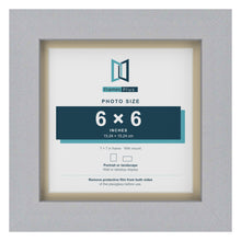 Silver 7 x 7 inch picture frame with an ivory mount for a 6 x 6 inch photo