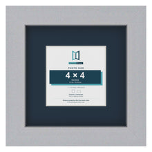 Silver 7 x 7 inch picture frame with a Pacific Blue mount for a 4 x 4 inch photo