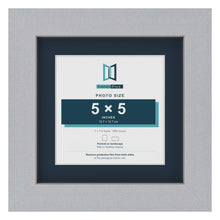Silver 7 x 7 inch picture frame with a Pacific Blue mount for a 5 x 5 inch photo
