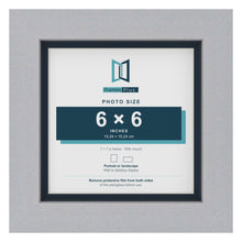 Silver 7 x 7 inch picture frame with a Pacific Blue mount for a 6 x 6 inch photo