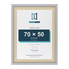 Silver 80 x 60 cm picture frame with an ivory mount for a 70 x 50 cm photo
