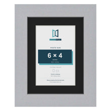 Silver 8 x 6 inch picture frame with a black mount for a 6 x 4 inch photo