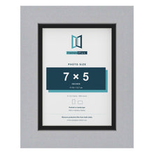 Silver 8 x 6 inch picture frame with a black mount for a 7 x 5 inch photo