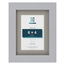 Silver 8 x 6 inch picture frame with a Dawn Grey mount for a 6 x 4 inch photo