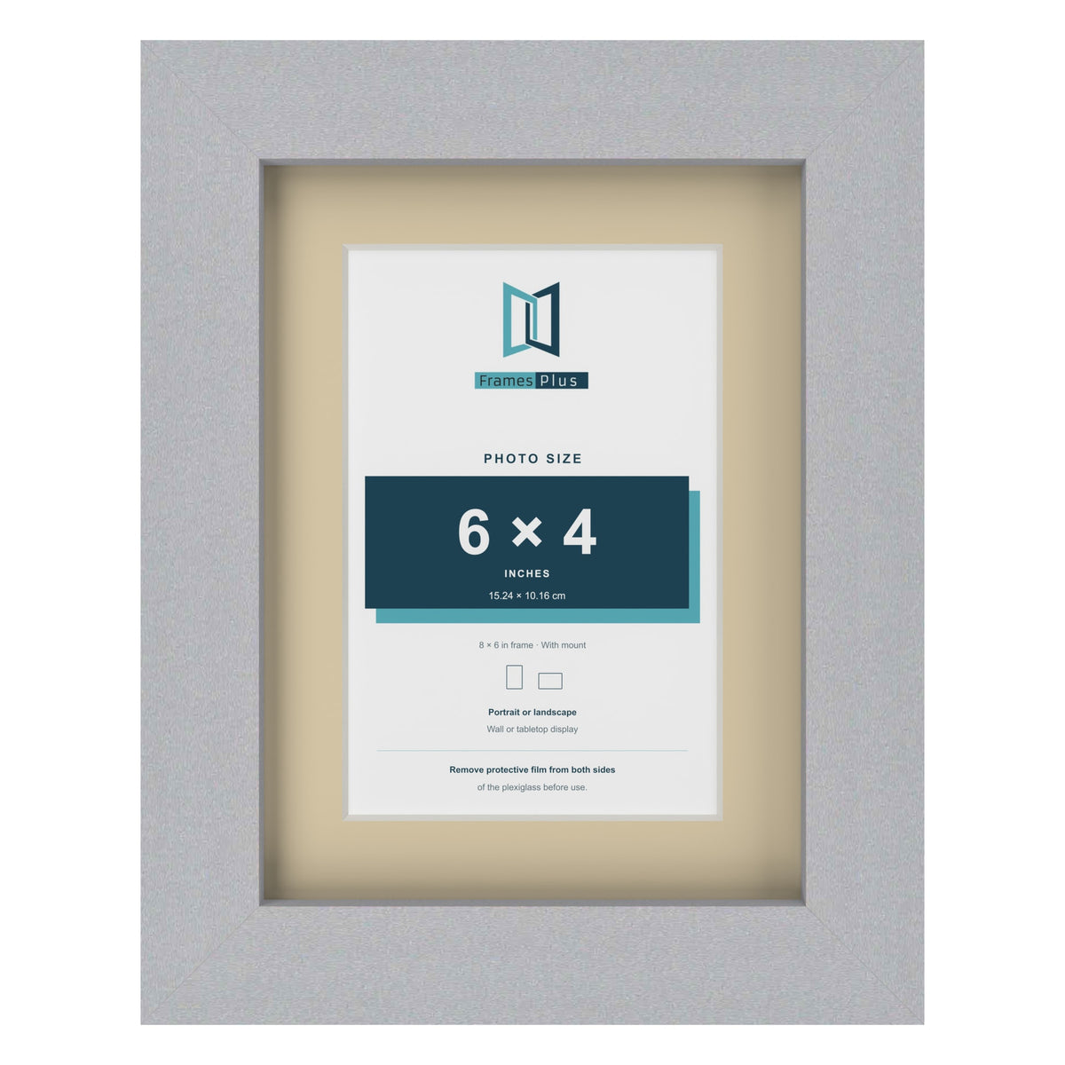 Silver 8 x 6 inch picture frame with an ivory mount for a 6 x 4 inch photo