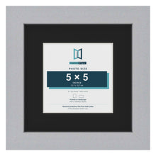 Silver 8 x 8 inch picture frame with a black mount for a 5 x 5 inch photo