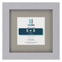 Silver 8 x 8 inch picture frame with a Dawn Grey mount for a 5 x 5 inch photo