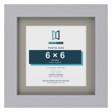 Silver 8 x 8 inch picture frame with a Dawn Grey mount for a 6 x 6 inch photo
