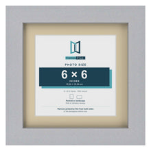 Silver 8 x 8 inch picture frame with an ivory mount for a 6 x 6 inch photo