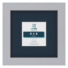 Silver 8 x 8 inch picture frame with a Pacific Blue mount for a 4 x 4 inch photo