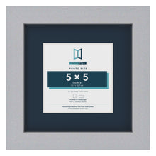 Silver 8 x 8 inch picture frame with a Pacific Blue mount for a 5 x 5 inch photo